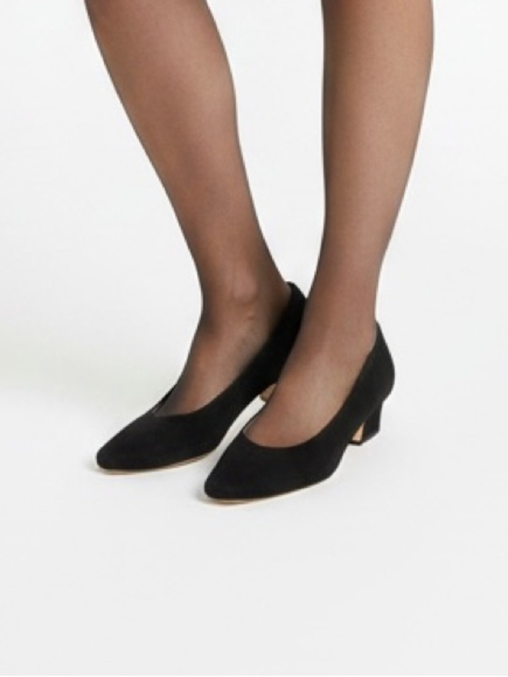 Vintage 90s Joan & David Black Suede Pumps Made Italy Block Heel Size 8